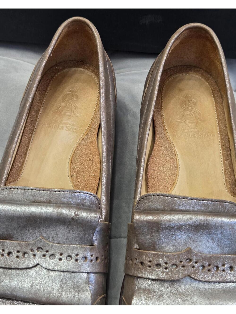 The Office Of Angela Scott Mr Dickey Metallic Brown Loafer Womens Shoes 37.5 7.5 - Picture 4 of 16